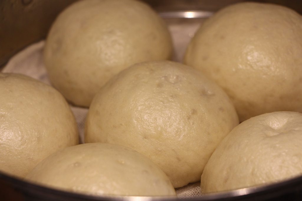 The cooked red bean buns