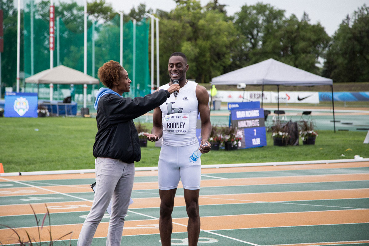 Brendon Rodney became the second Canadian in history to break the 20-second barrier in the 200 metres on Sunday.
