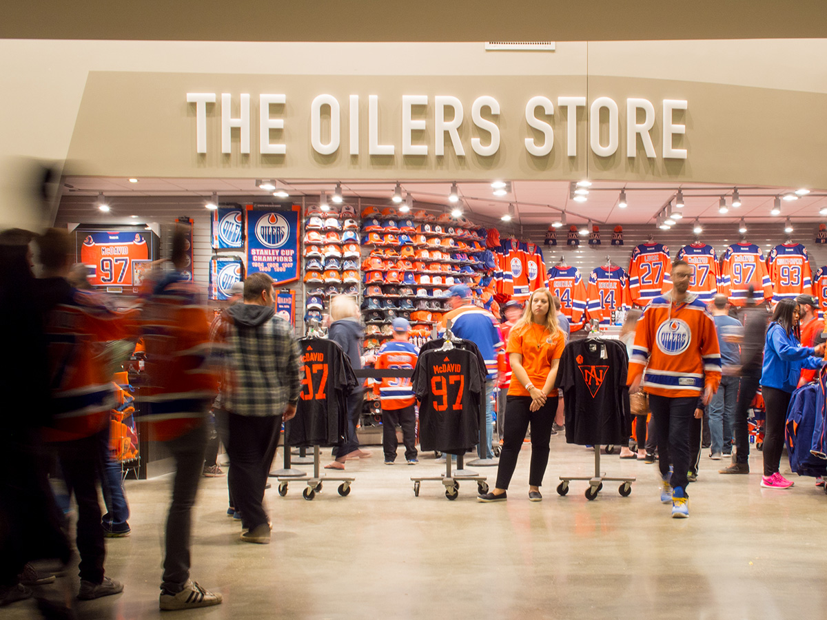 Four Oilers Stores dot the main concourse, with a handful of others scattered throughout the complex.