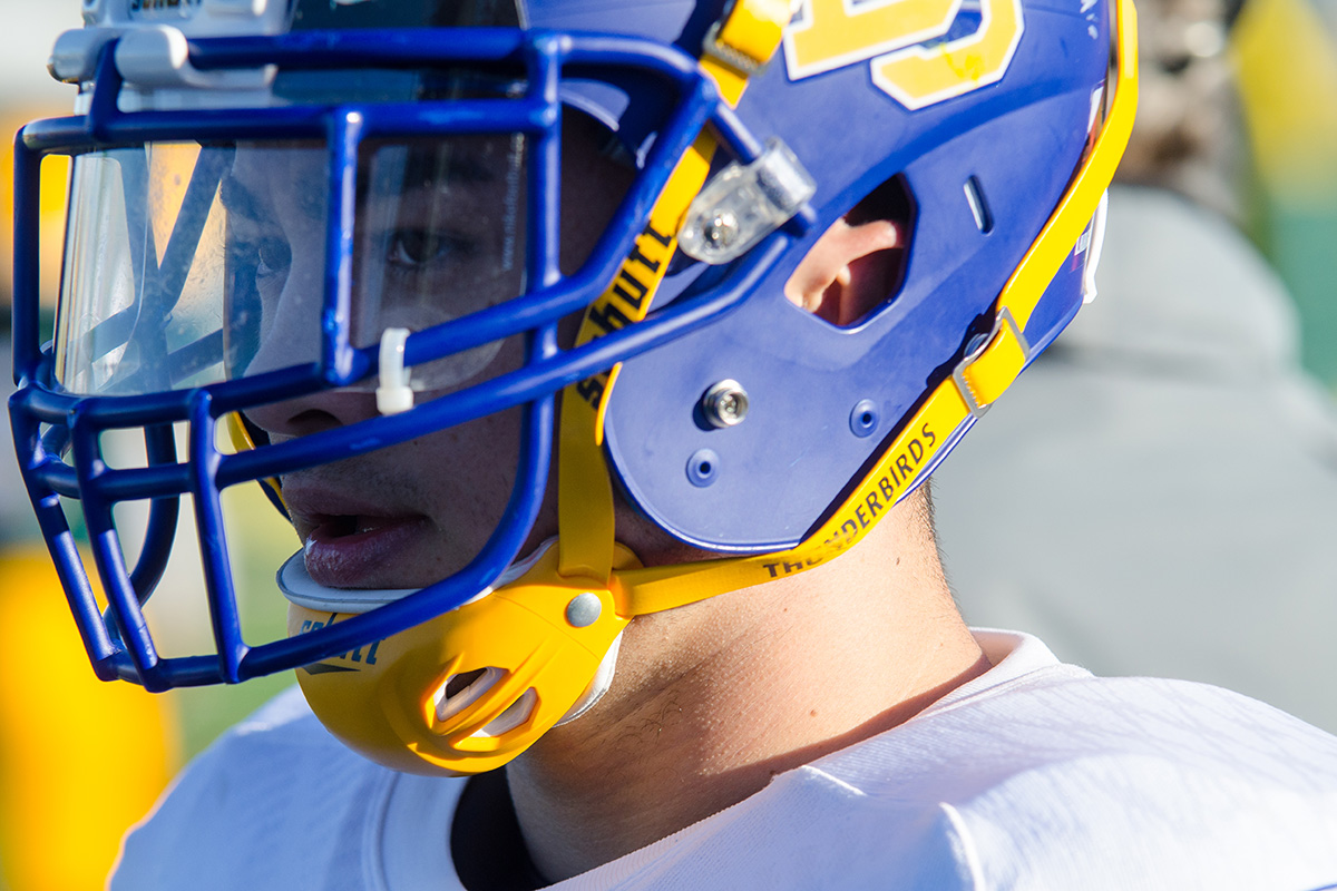 A UBC player comes to the sideline.