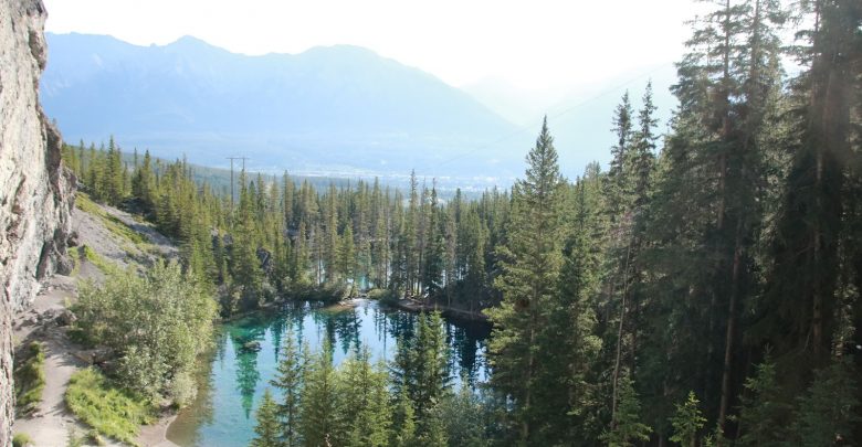 turquoise lake in Canadian Rockies in Canmore