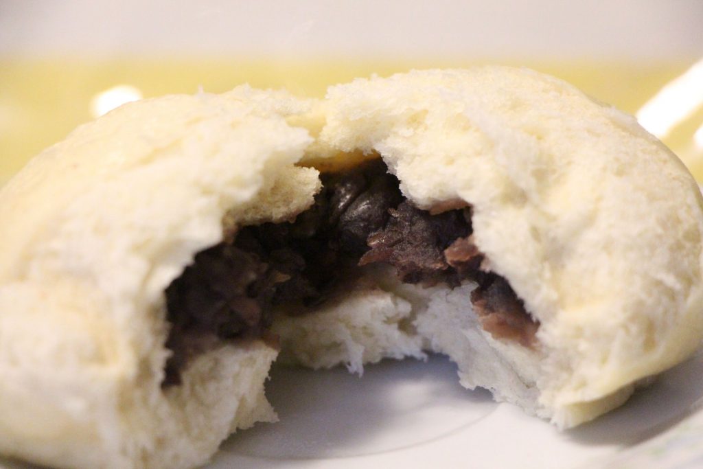 cross section of red bean bun