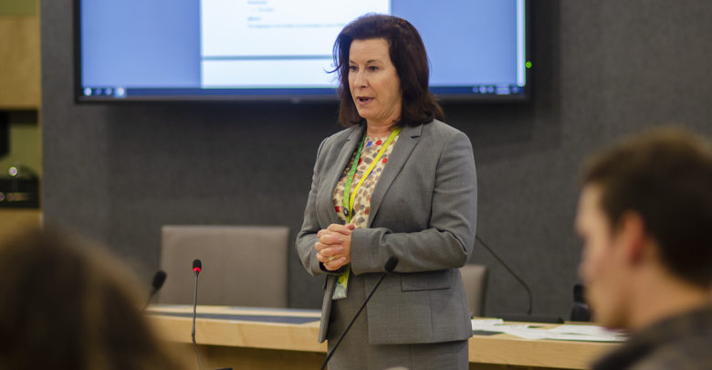 Kate Chisolm speaking at council