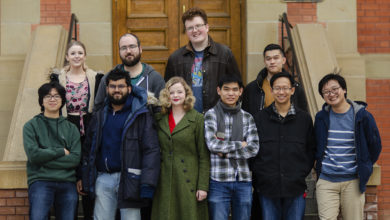 editors of the uofa creative writing club outside of athabasca hall