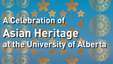A poster for a celebration of Asian Heritage at the University of Alberta.