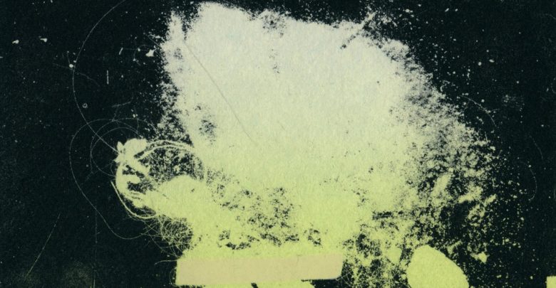A photo of one of the displays in Andrew Testa's exhibit, over and over, again and again. It is green on a black background.