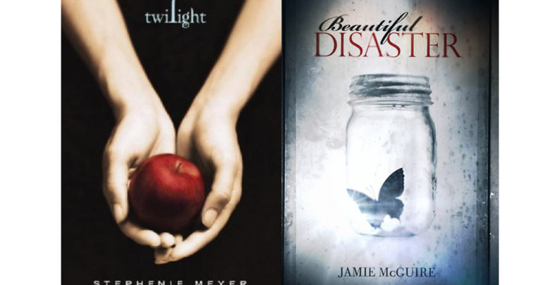 Twilight and Beautiful Disaster novel covers.