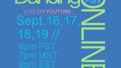 A poster advertising Dancing in the Park ONLINE.