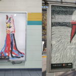 Two of the pieces displayed on the LRT. One is a swan and the other is displayed at university station