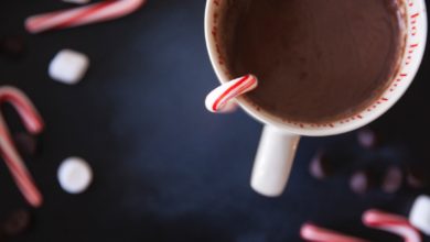 coffee with a candy cane in the drink mug