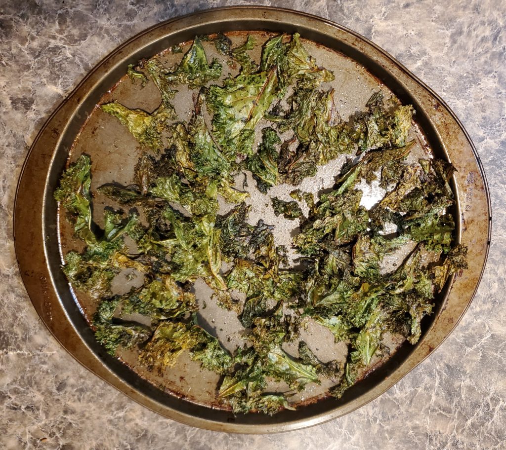 A bowl of crunchy kale chips