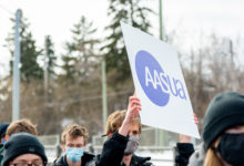 AASUA poster protest budget cuts 2022 march