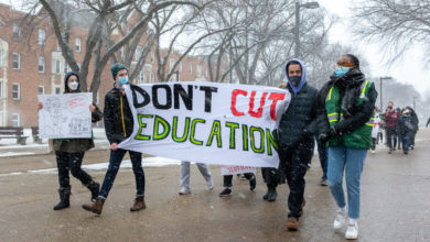 Budget cuts march 2022 protest