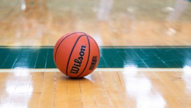 basketball on gym floor