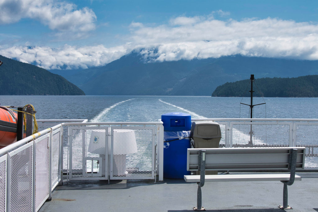 The view on the back of a ferry