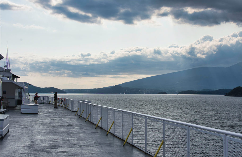 The view off the side of the ferry.