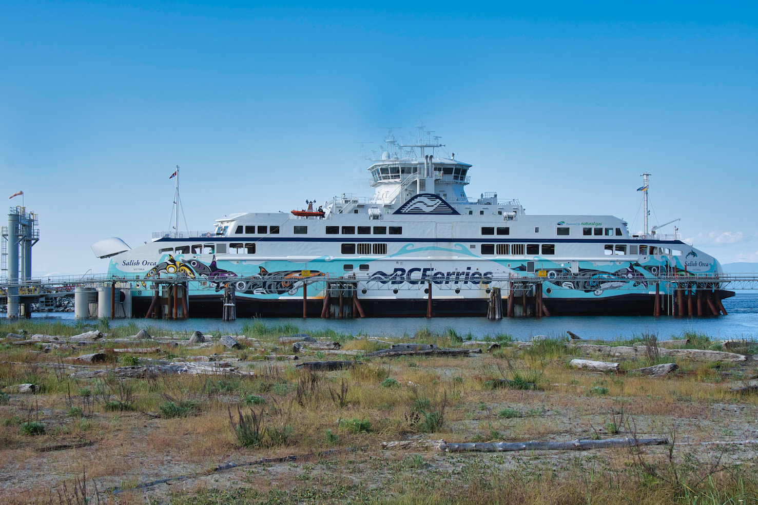 A view from the outside of the Salish Orca car ferry