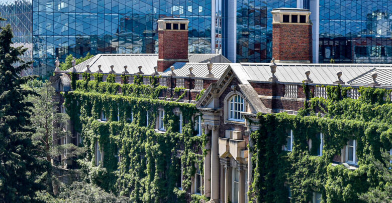 buildings campus trees