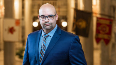 Dr. Jared Wesley, Associate Professor, Associate Chair (Graduate), in the Faculty of Arts - Political Science Department, at the Alberta legislature on March 25, 2022.