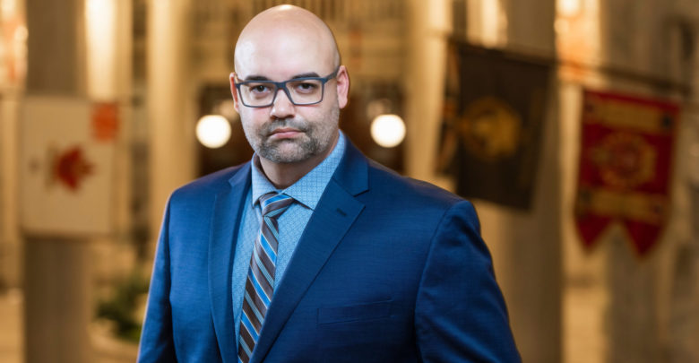Dr. Jared Wesley, Associate Professor, Associate Chair (Graduate), in the Faculty of Arts - Political Science Department, at the Alberta legislature on March 25, 2022.