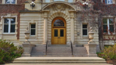 institutional arts convocation hall building steps spring