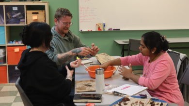 archaeological students working on findings from Métis history