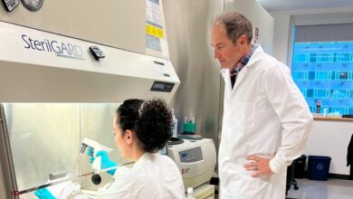Andrew Pepper working in the lab