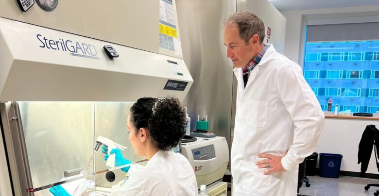 Andrew Pepper working in the lab