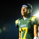 Alejandro Ogunyemi #17 for the University of Alberta Golden Bears football team.
